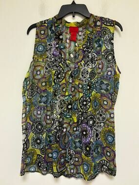 V Cristina V-Neck Sleeveless Geometric Top Size XL